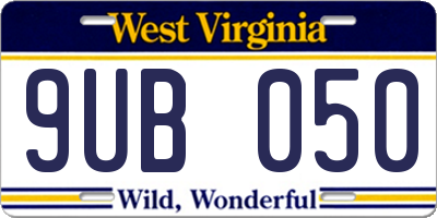 WV license plate 9UB050