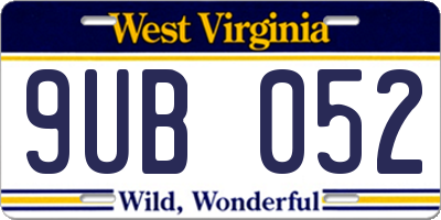 WV license plate 9UB052