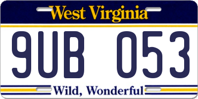 WV license plate 9UB053