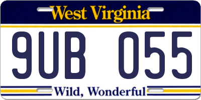 WV license plate 9UB055