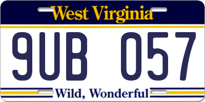WV license plate 9UB057