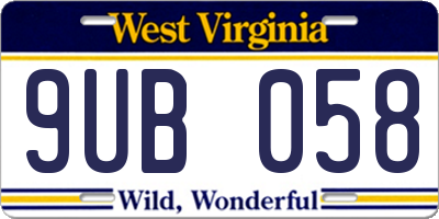 WV license plate 9UB058