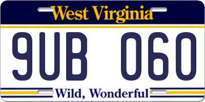 WV license plate 9UB060