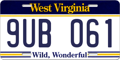 WV license plate 9UB061