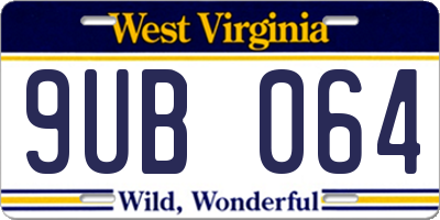 WV license plate 9UB064