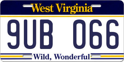 WV license plate 9UB066