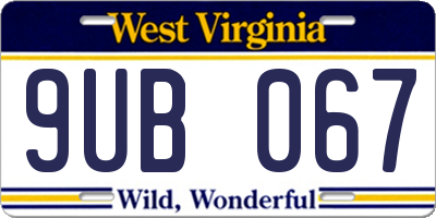 WV license plate 9UB067