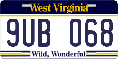 WV license plate 9UB068