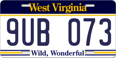 WV license plate 9UB073