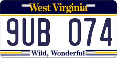 WV license plate 9UB074