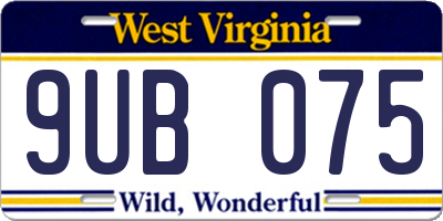 WV license plate 9UB075