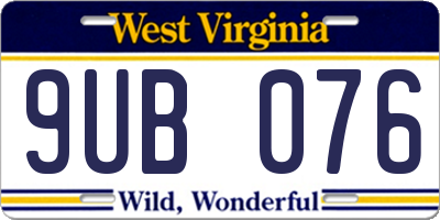 WV license plate 9UB076
