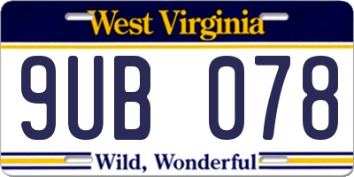 WV license plate 9UB078