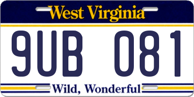 WV license plate 9UB081