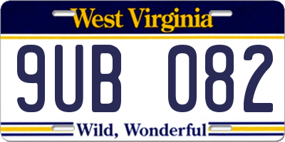 WV license plate 9UB082