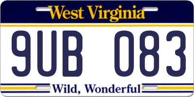 WV license plate 9UB083