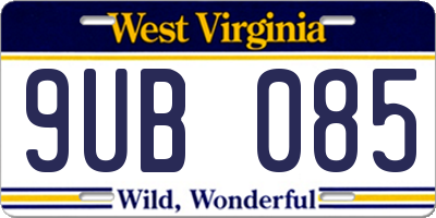 WV license plate 9UB085