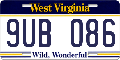 WV license plate 9UB086