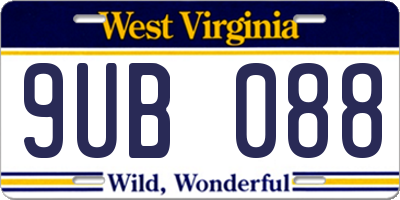 WV license plate 9UB088