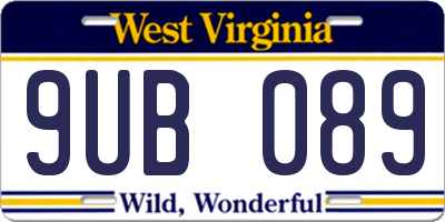 WV license plate 9UB089