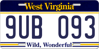WV license plate 9UB093