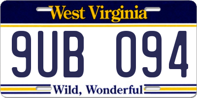 WV license plate 9UB094