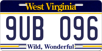 WV license plate 9UB096
