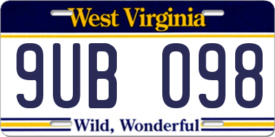 WV license plate 9UB098