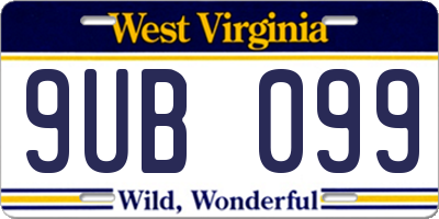 WV license plate 9UB099