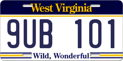 WV license plate 9UB101