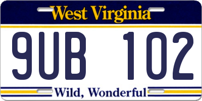 WV license plate 9UB102