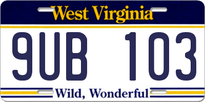 WV license plate 9UB103