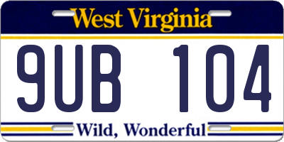 WV license plate 9UB104