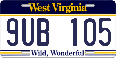 WV license plate 9UB105
