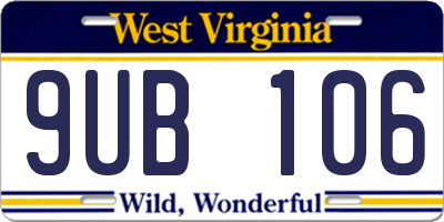 WV license plate 9UB106