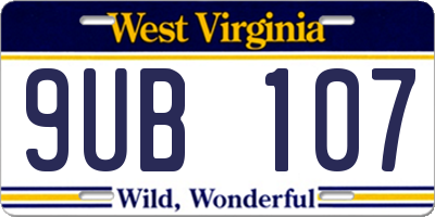 WV license plate 9UB107
