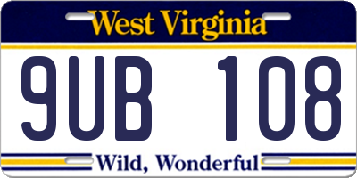 WV license plate 9UB108