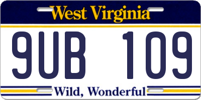 WV license plate 9UB109