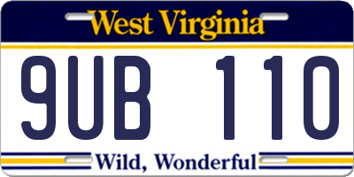 WV license plate 9UB110
