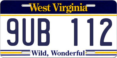 WV license plate 9UB112