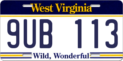 WV license plate 9UB113