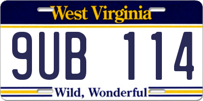 WV license plate 9UB114