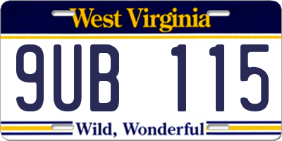 WV license plate 9UB115