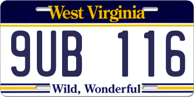 WV license plate 9UB116