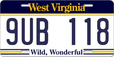 WV license plate 9UB118