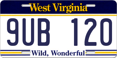 WV license plate 9UB120