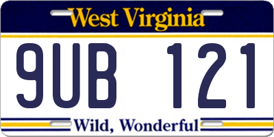 WV license plate 9UB121