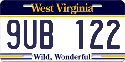 WV license plate 9UB122