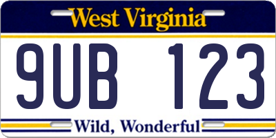 WV license plate 9UB123