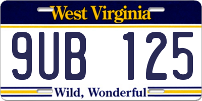 WV license plate 9UB125